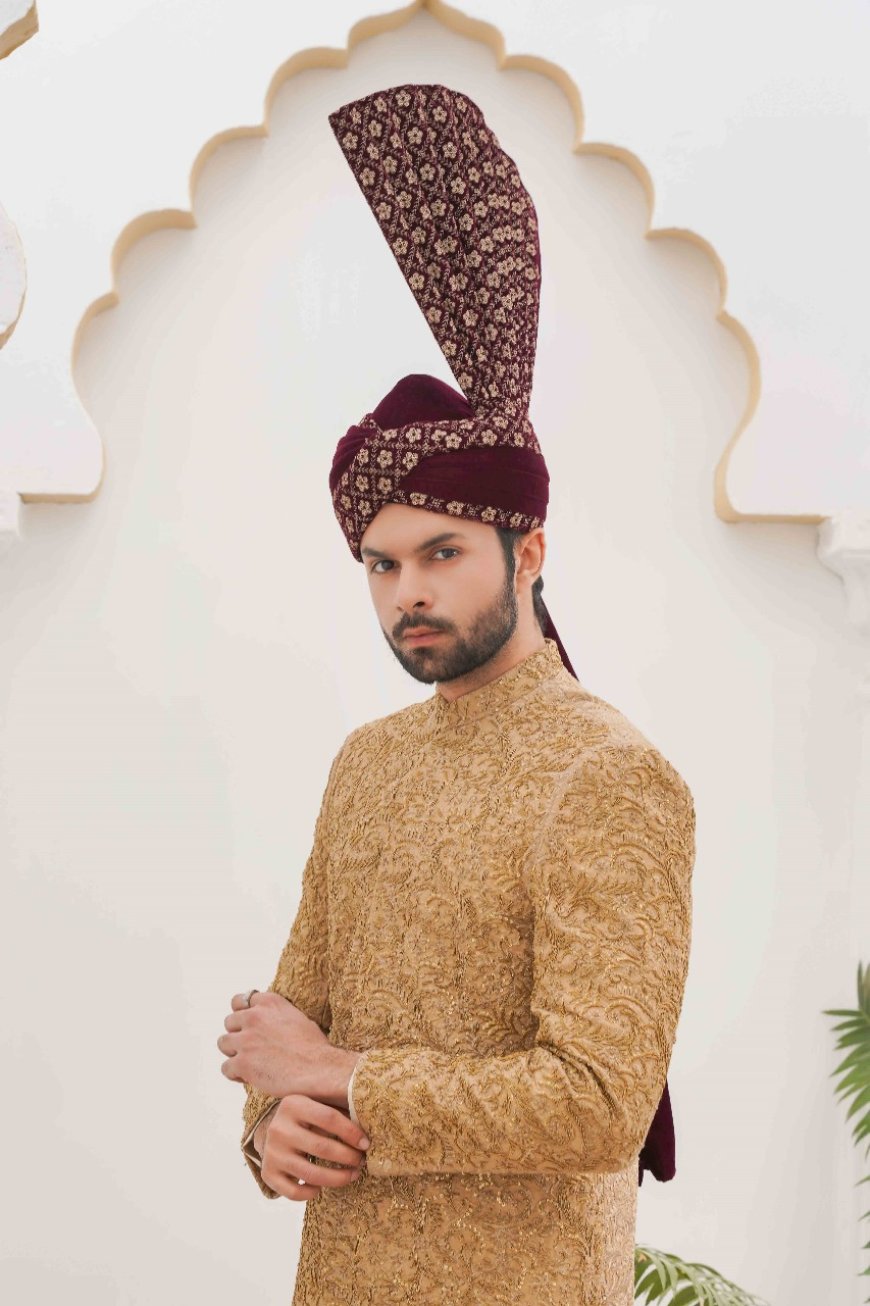 Classic Golden Hand Embellished Sherwani