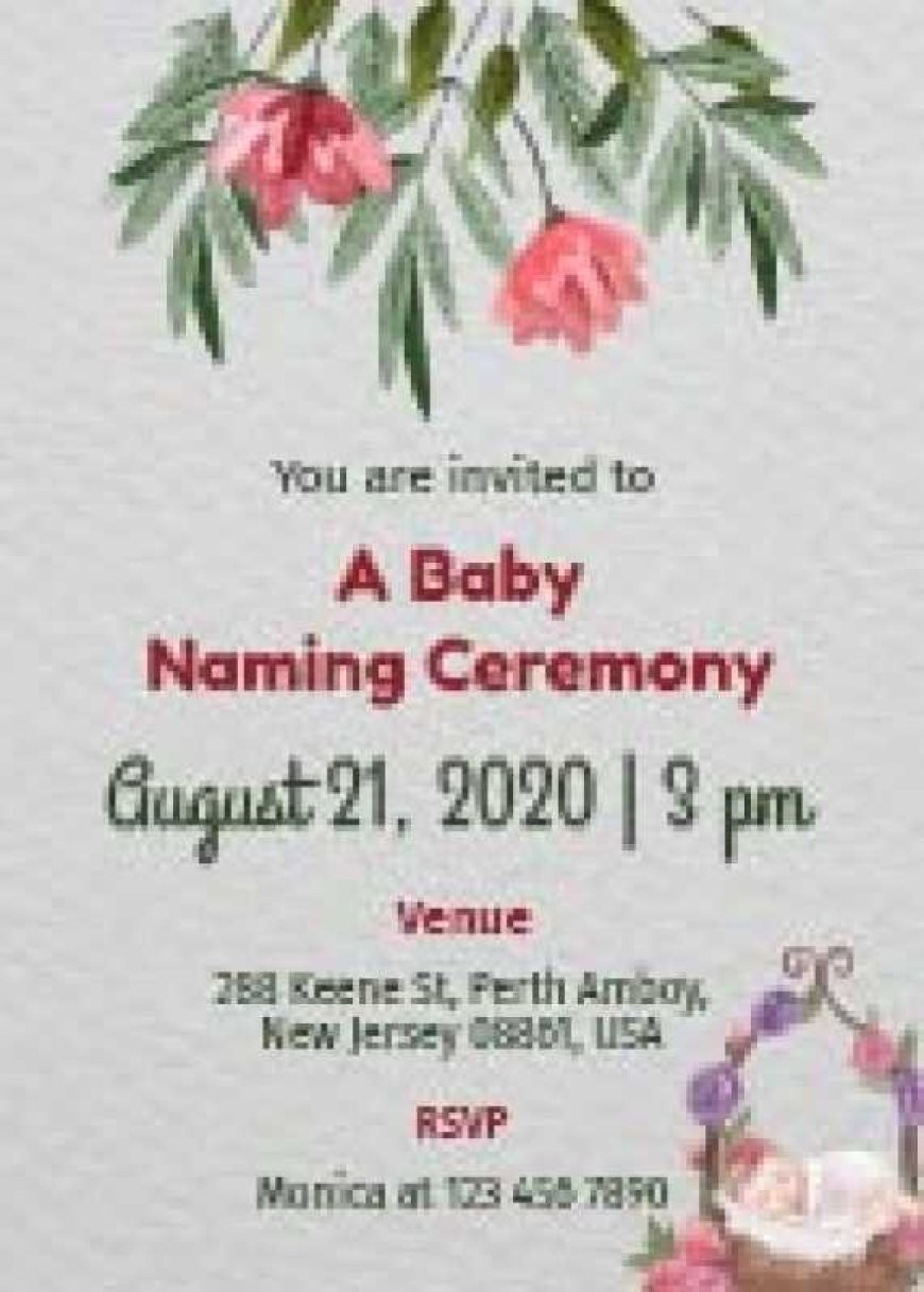 cute baby naming invitation
